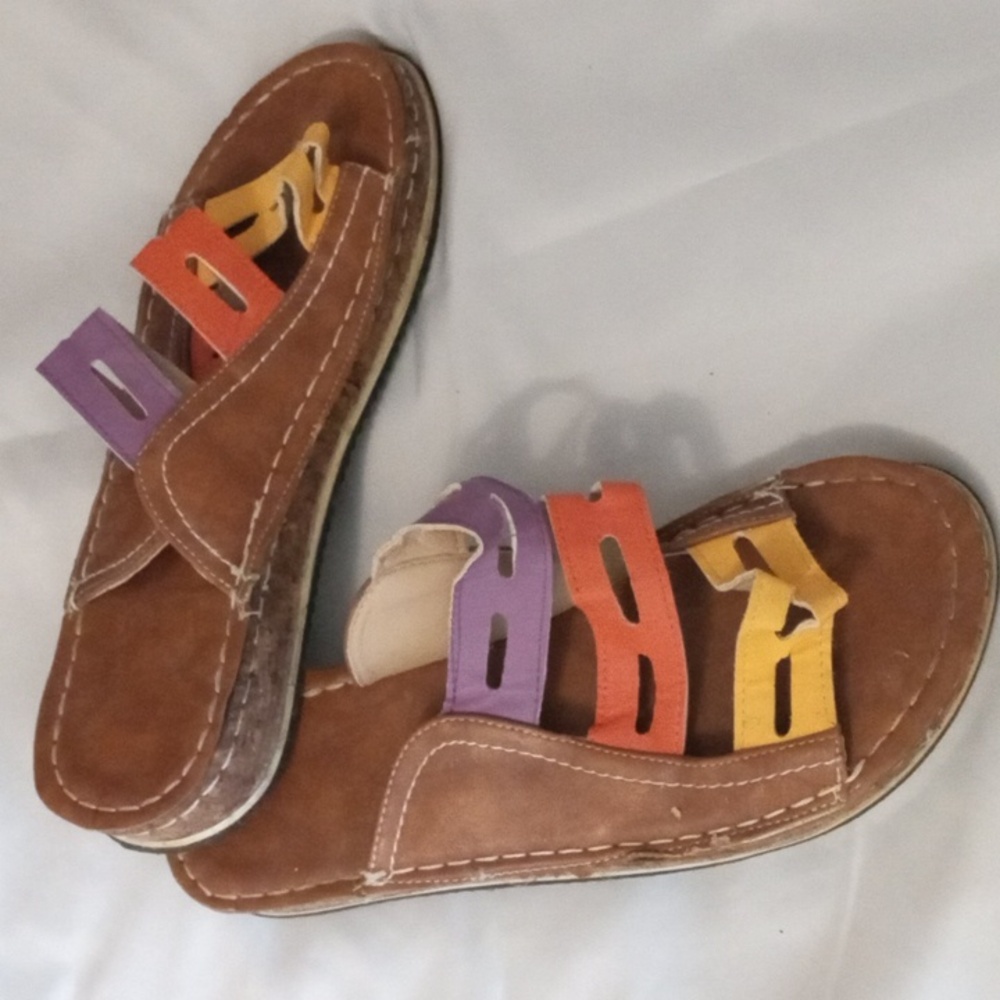 Brown Loafers with colorful blocks